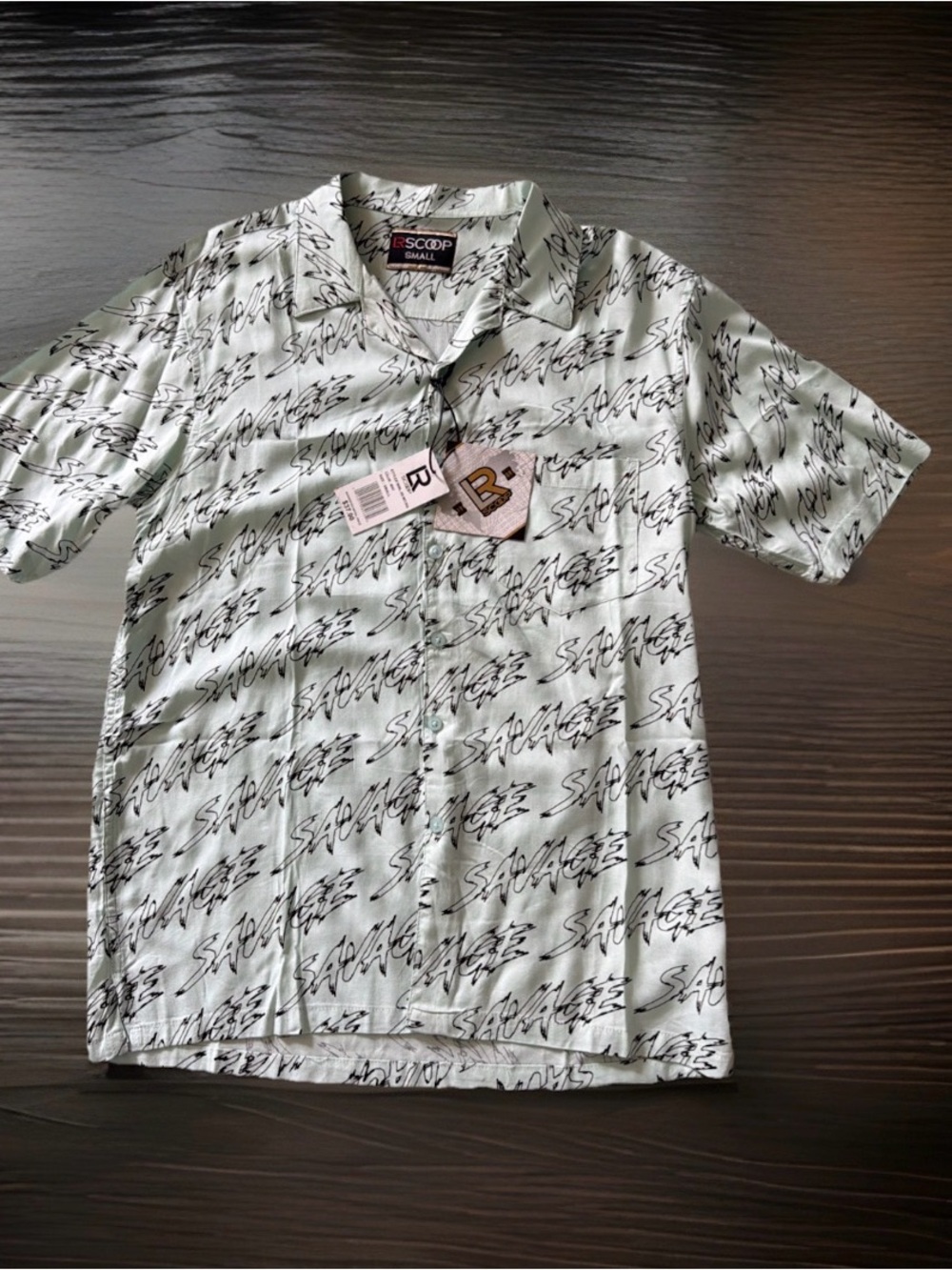 LR Scoop "Savage" Men’s Size Small Mint Green Casual Button-Down Shirt. NWT.